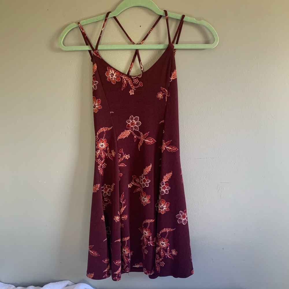 Flowy floral maroon dress